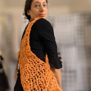 Vibrant Orange Crochet Vest